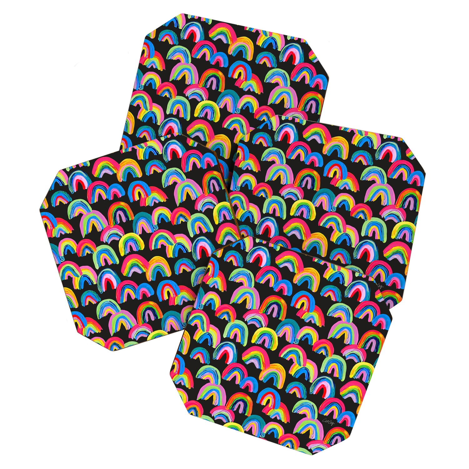 Abstract Rainbow Arcs â Charcoal Coaster Gallery Image 1