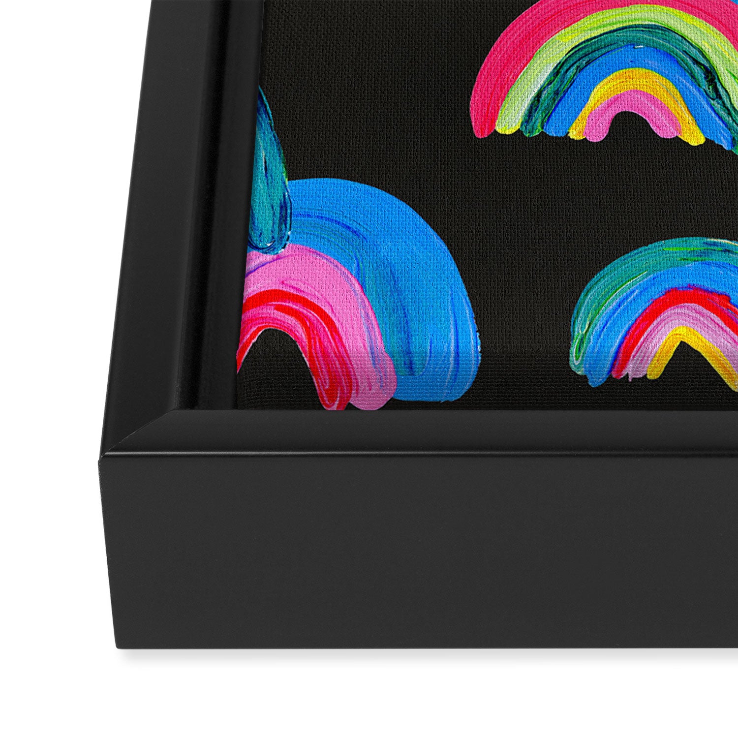 Abstract Rainbow Arcs â Charcoal Framed Canvas Print Gallery Image 3