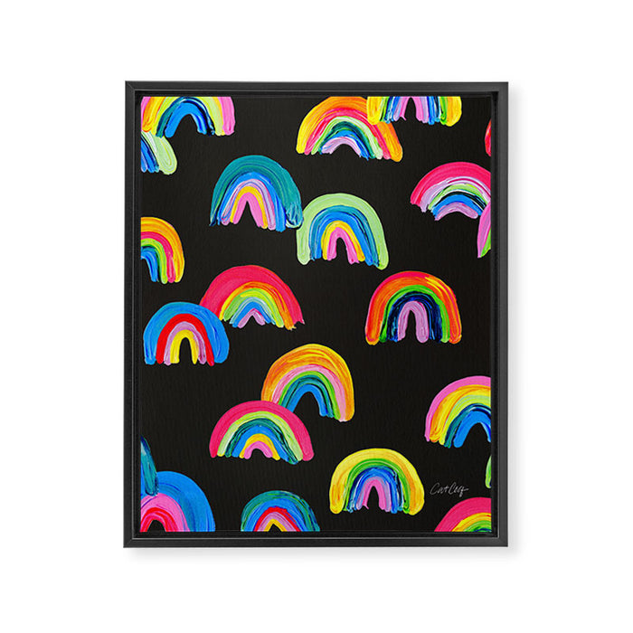 Abstract Rainbow Arcs â Charcoal Framed Canvas Print Gallery Image 1