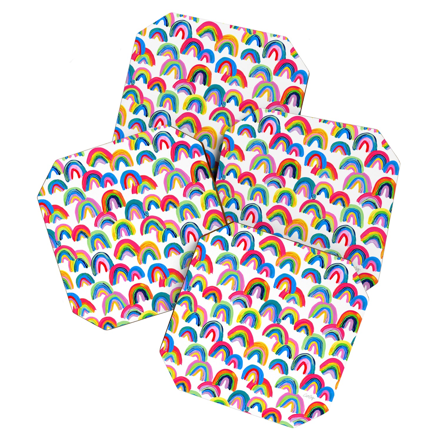 Abstract Rainbow Arcs - White Palette Coaster Gallery Image 1