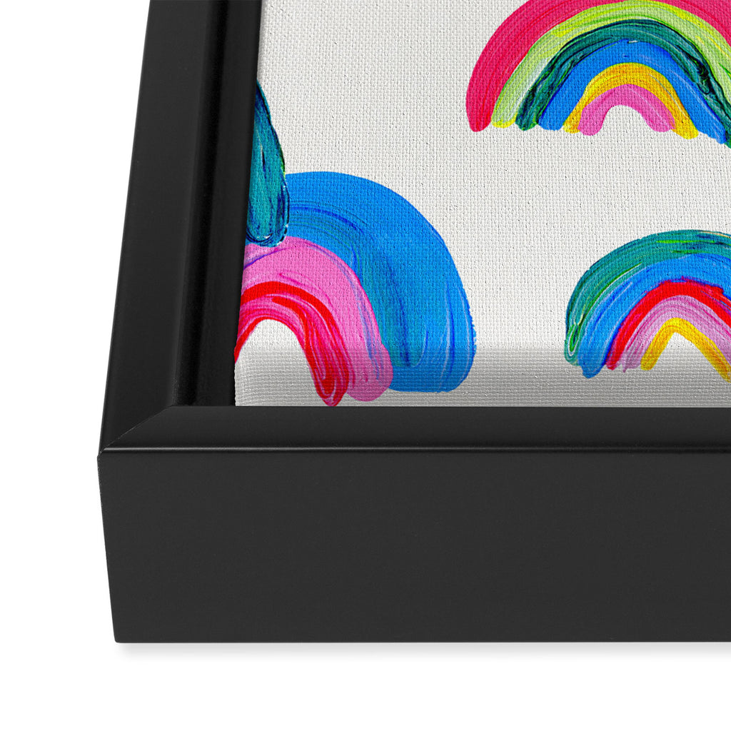 Abstract Rainbow Arcs - White Palette Framed Canvas Print Gallery Image 3