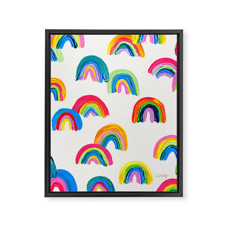 Abstract Rainbow Arcs - White Palette Framed Canvas Print Gallery Image 8