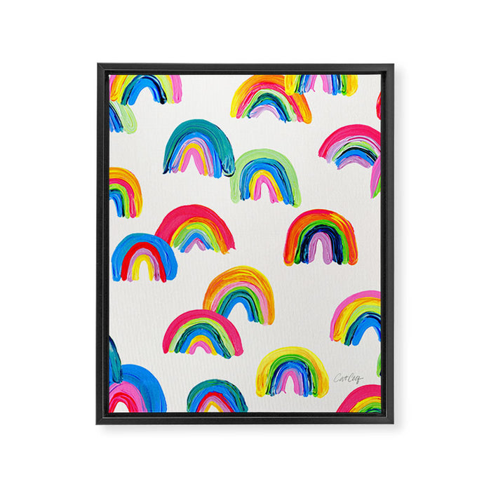Abstract Rainbow Arcs - White Palette Framed Canvas Print Gallery Image 1