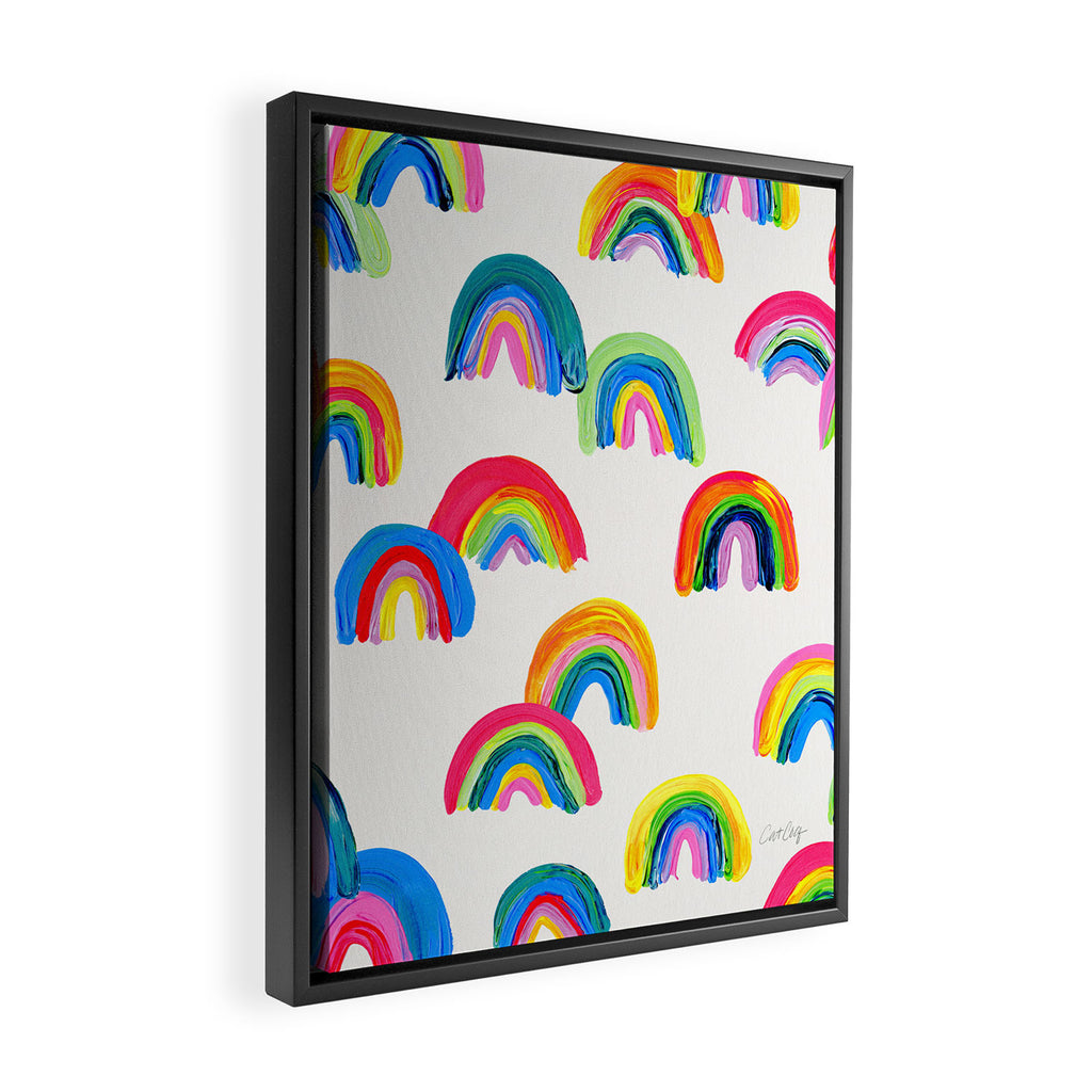 Abstract Rainbow Arcs - White Palette Framed Canvas Print Gallery Image 2