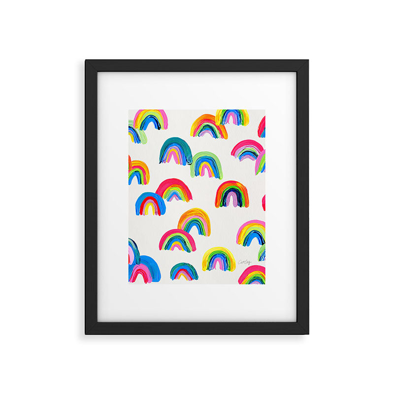Abstract Rainbow Arcs - White Palette Framed Art Print Gallery Image 6