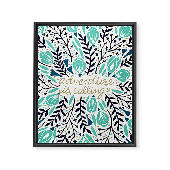 Adventure is Calling - Navy & Mint Palette Framed Canvas Print Gallery Image 1