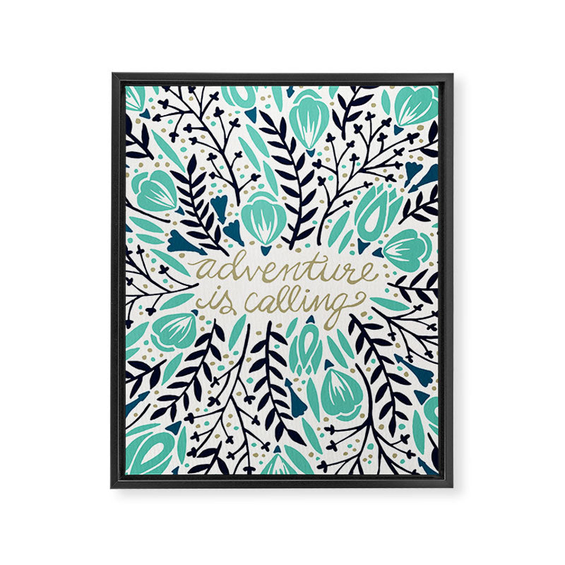 Adventure is Calling - Navy & Mint Palette Framed Canvas Print Gallery Image 8