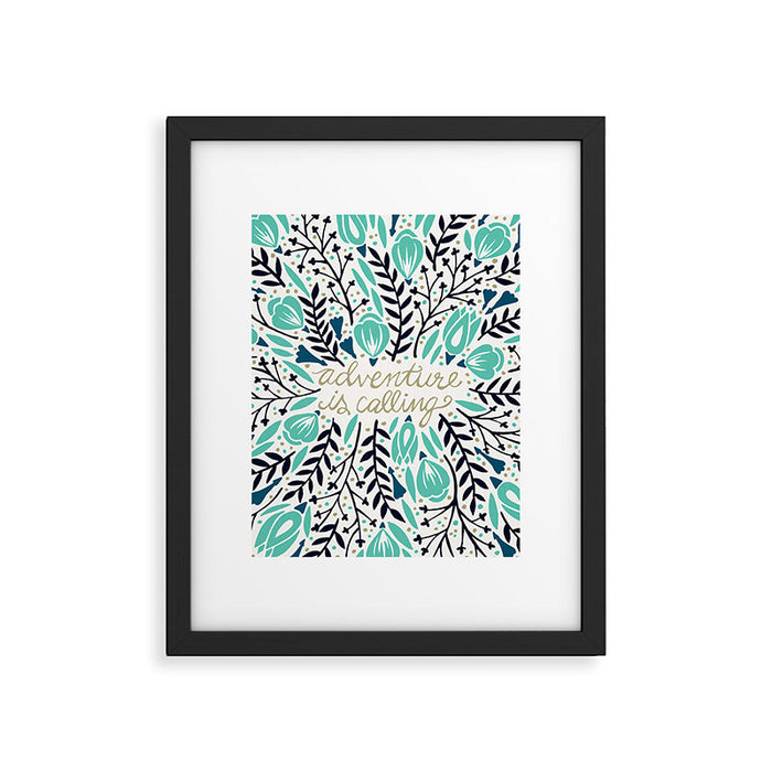 Adventure is Calling - Navy & Mint Palette Framed Art Print Gallery Image 1
