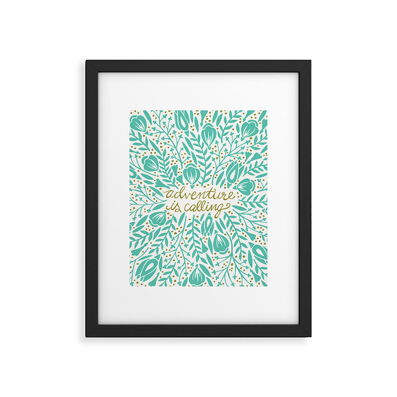 Adventure is Calling - Turquoise & Gold Palette Framed Art Print Gallery Image 6