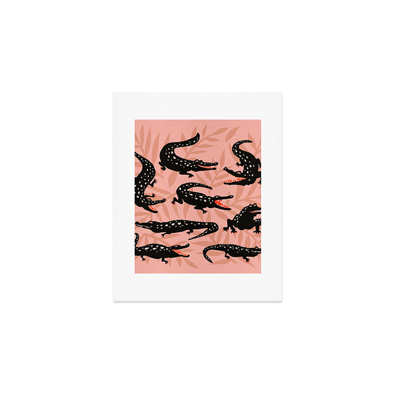 Alligator Collection - Black & Peach Art Print Gallery Image 1