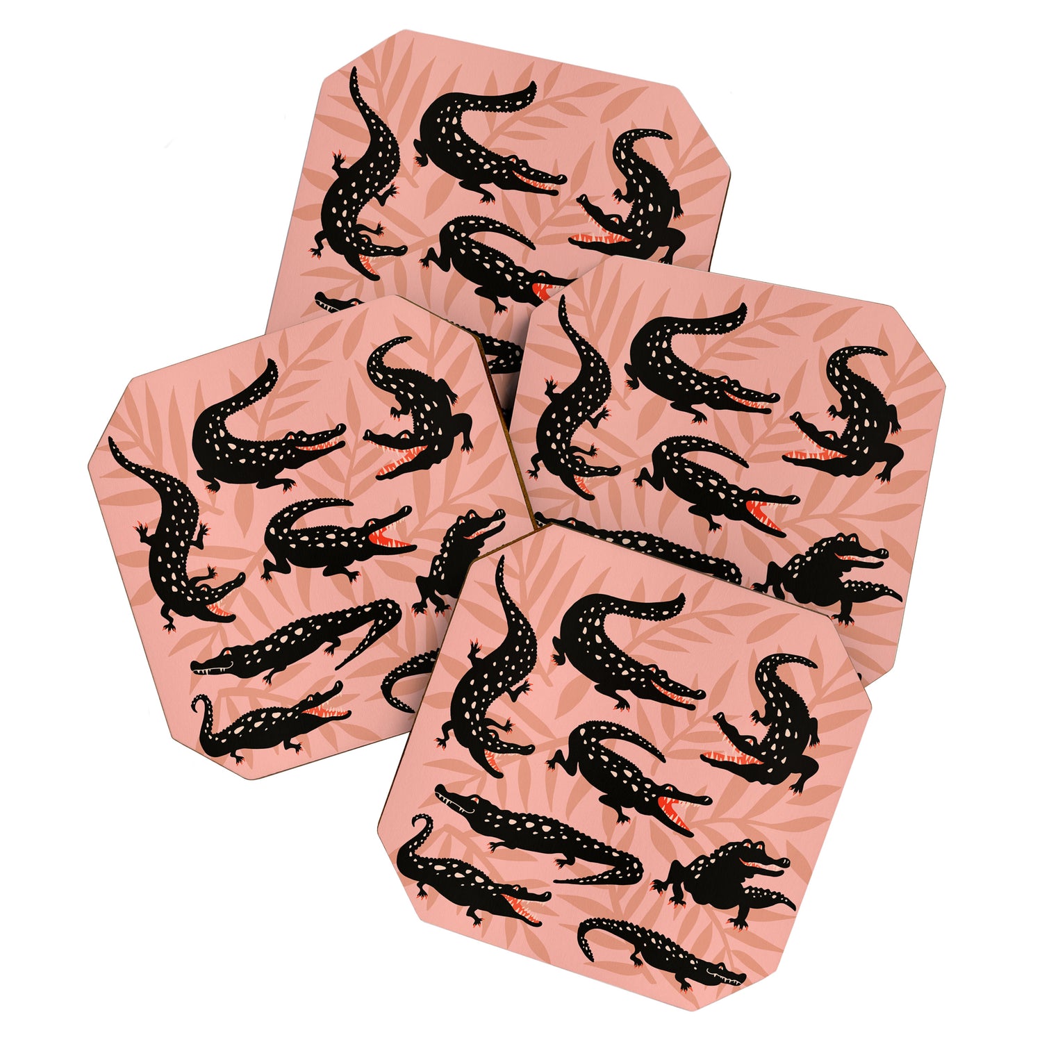 Alligator Collection - Black & Peach Coaster Gallery Image 1