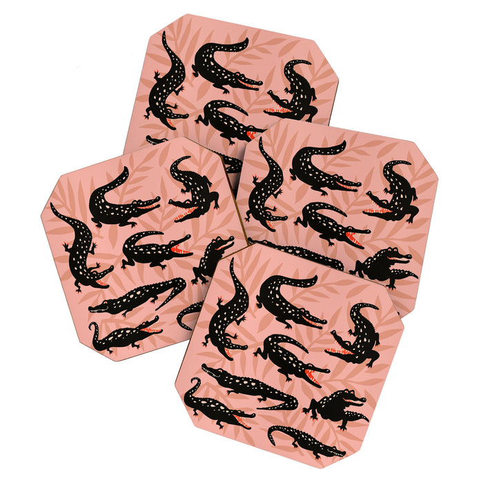 Alligator Collection - Black & Peach Coaster Gallery Image 1