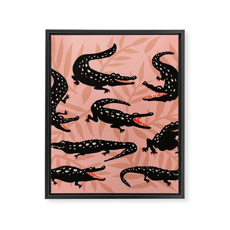 Alligator Collection - Black & Peach Framed Canvas Print Gallery Image 8
