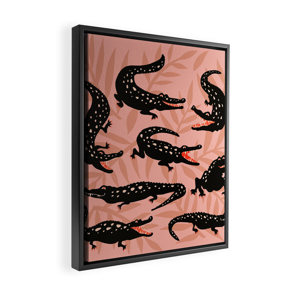 Alligator Collection - Black & Peach Framed Canvas Print Gallery Image 2