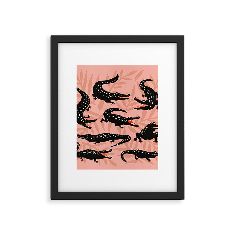 Alligator Collection - Black & Peach Framed Art Print Gallery Image 6