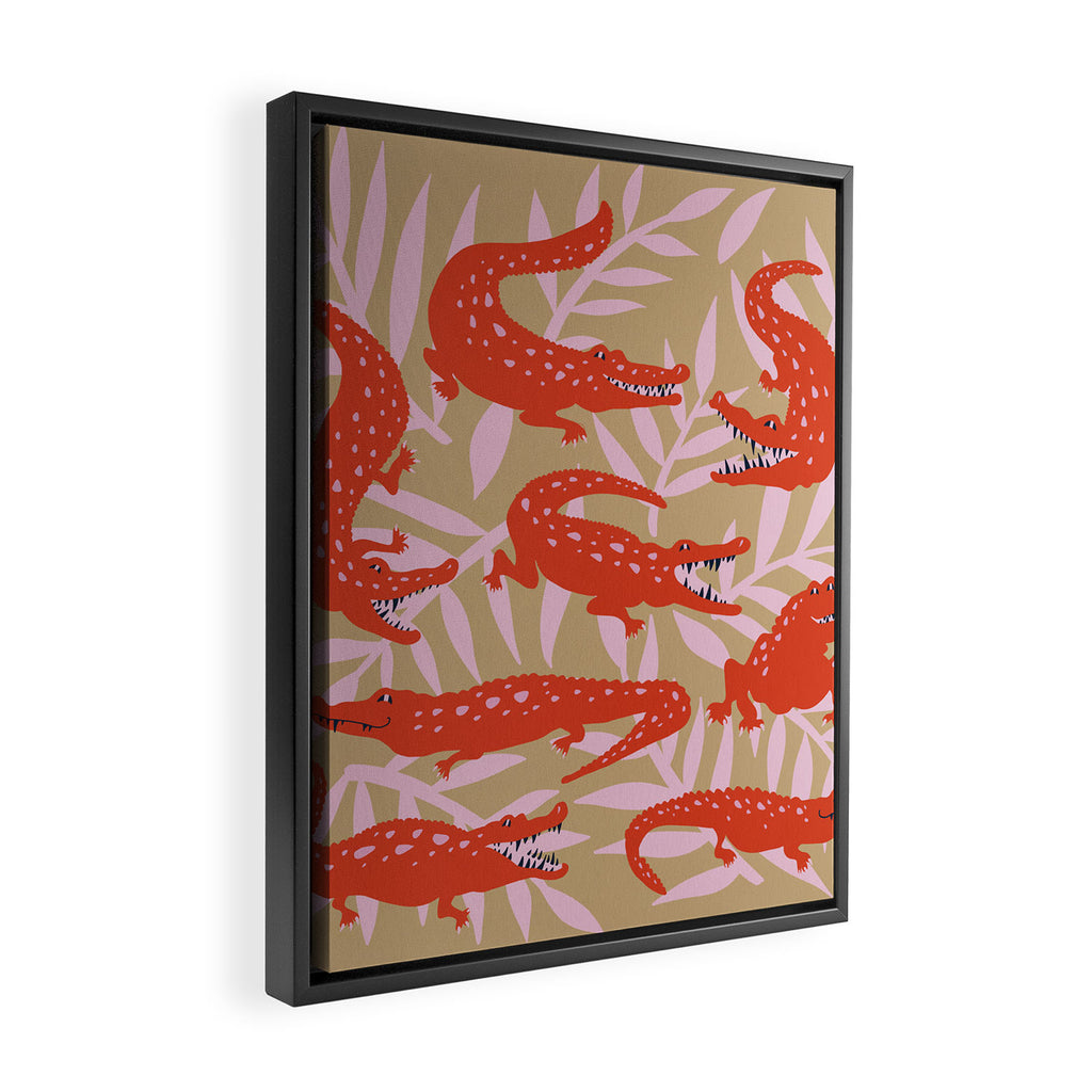 Alligator Collection â Coral & Pink Framed Canvas Print Gallery Image 2