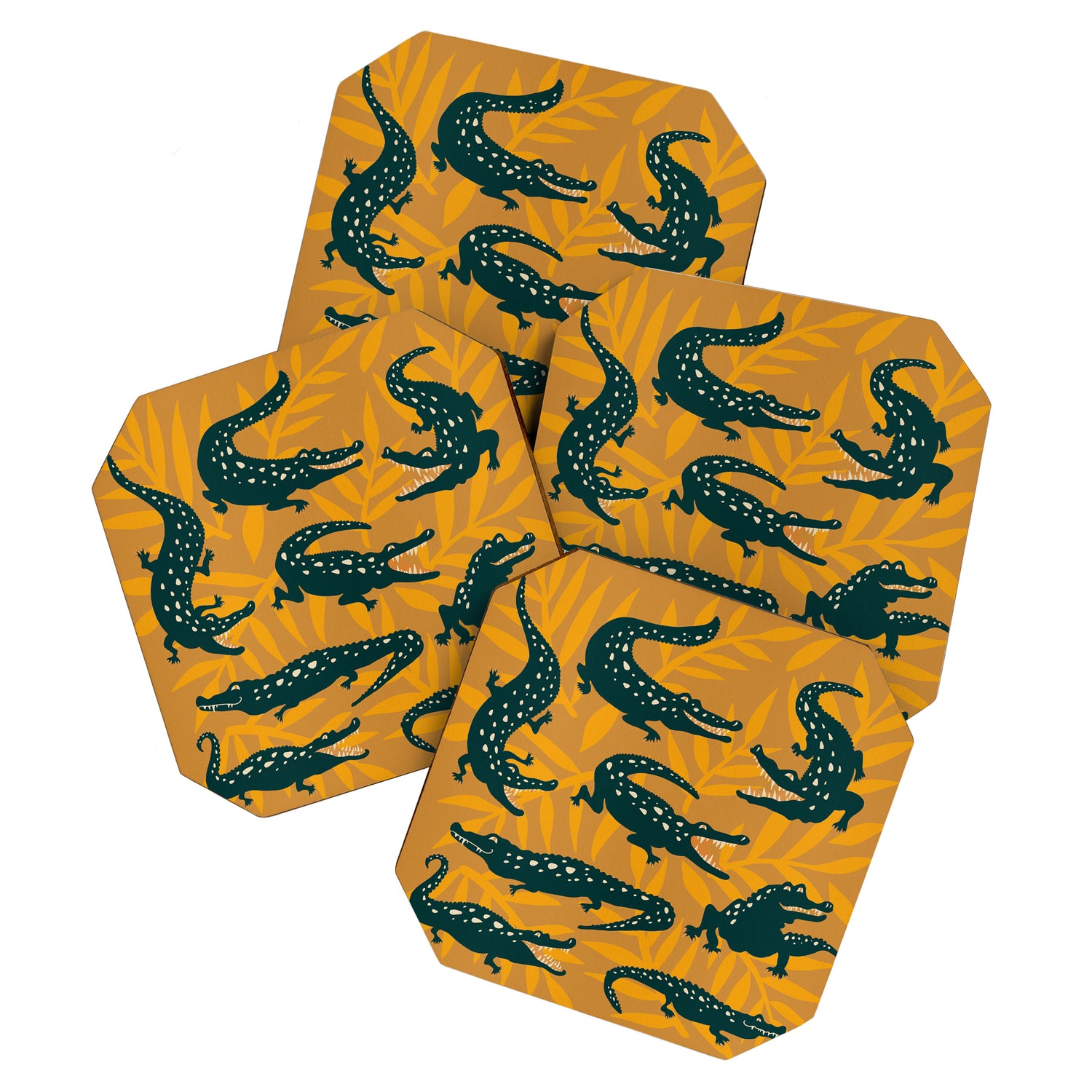 Alligator Collection - Ochre & Teal Coaster Gallery Image 1