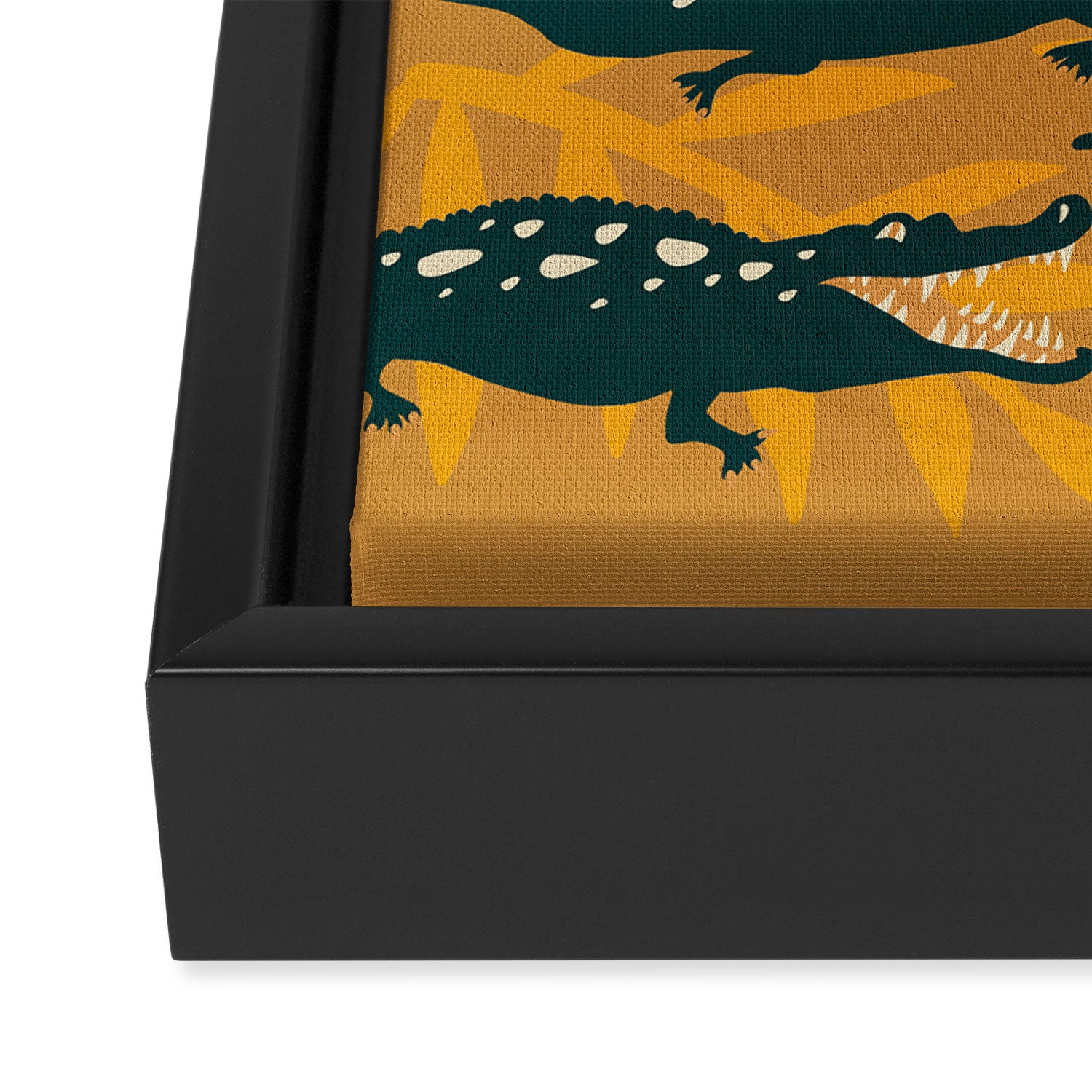 Alligator Collection - Ochre & Teal Framed Canvas Print Gallery Image 3
