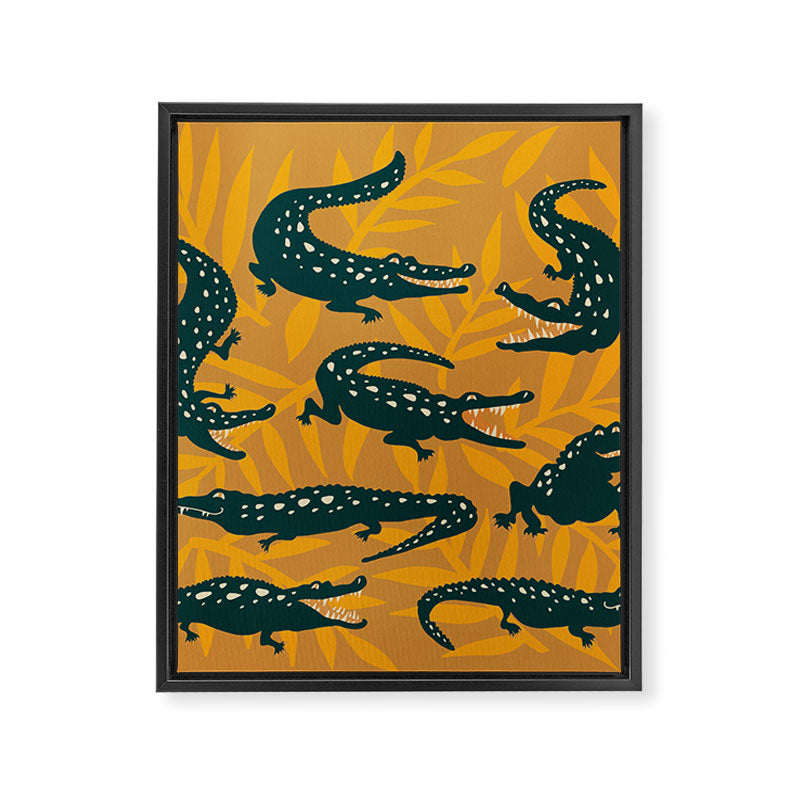 Alligator Collection - Ochre & Teal Framed Canvas Print Gallery Image 8