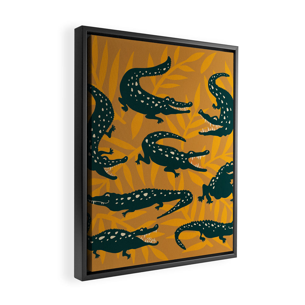 Alligator Collection - Ochre & Teal Framed Canvas Print Gallery Image 2