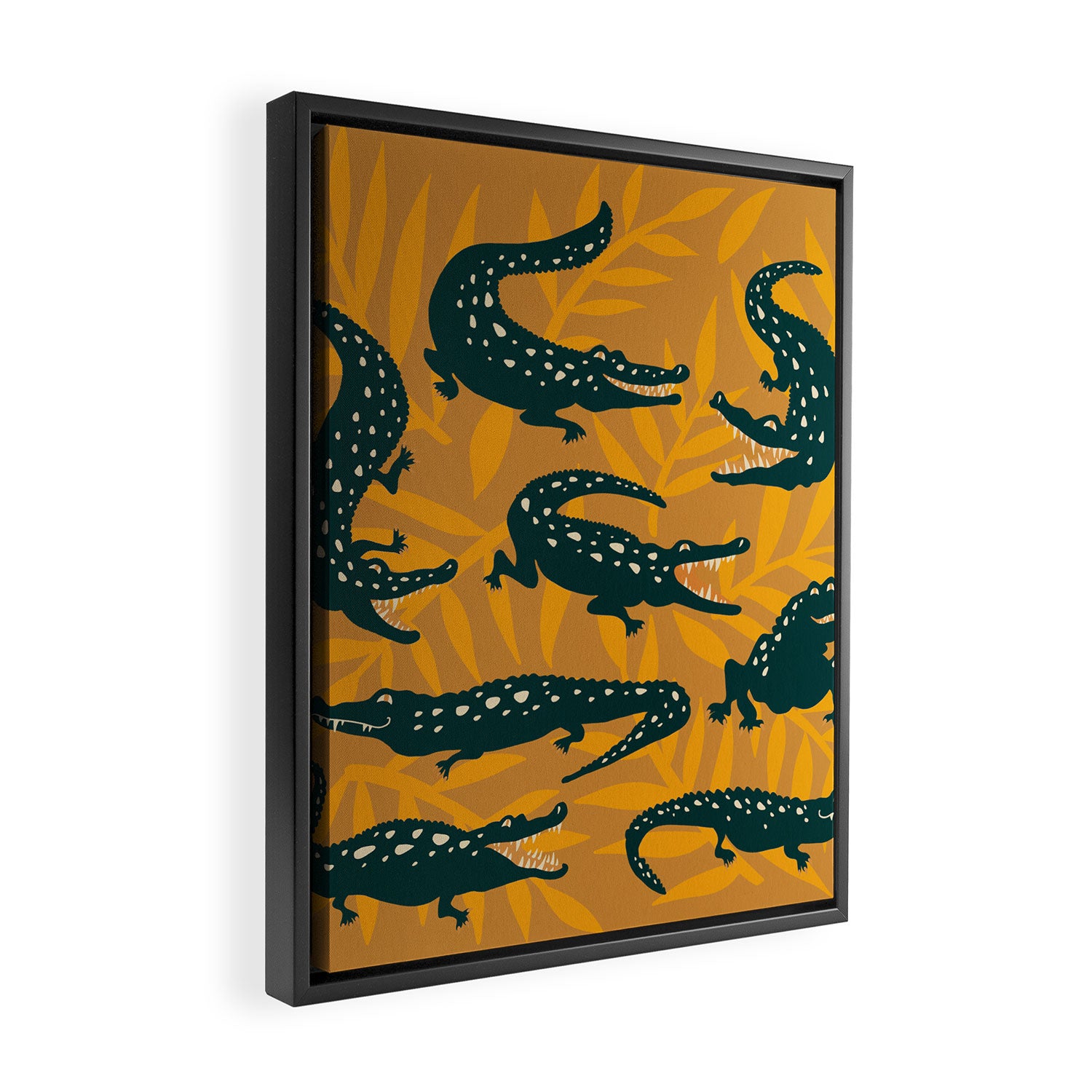 Alligator Collection - Ochre & Teal Framed Canvas Print Gallery Image 2