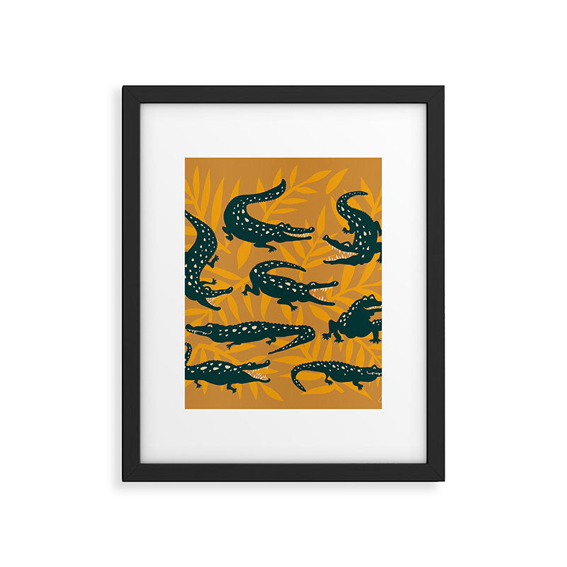 Alligator Collection - Ochre & Teal Framed Art Print Gallery Image 6