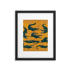Alligator Collection - Ochre & Teal Framed Art Print Gallery Image 6