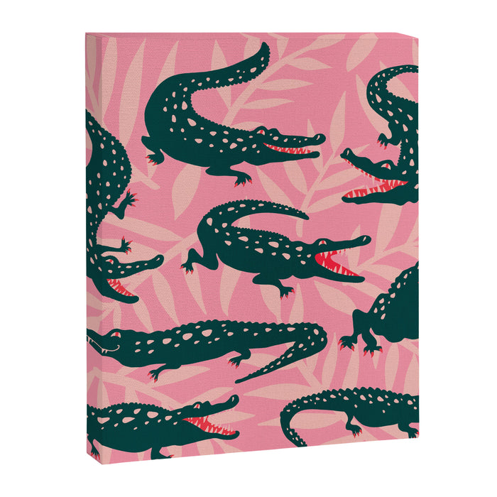 Alligator Collection - Pink & Teal Canvas Print Gallery Image 1