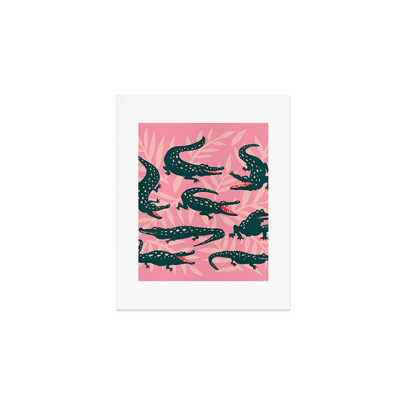 Alligator Collection - Pink & Teal Art Print Gallery Image 1