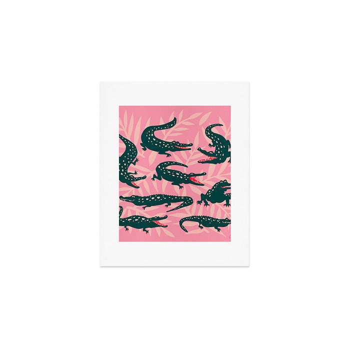 Alligator Collection - Pink & Teal Art Print Gallery Image 1
