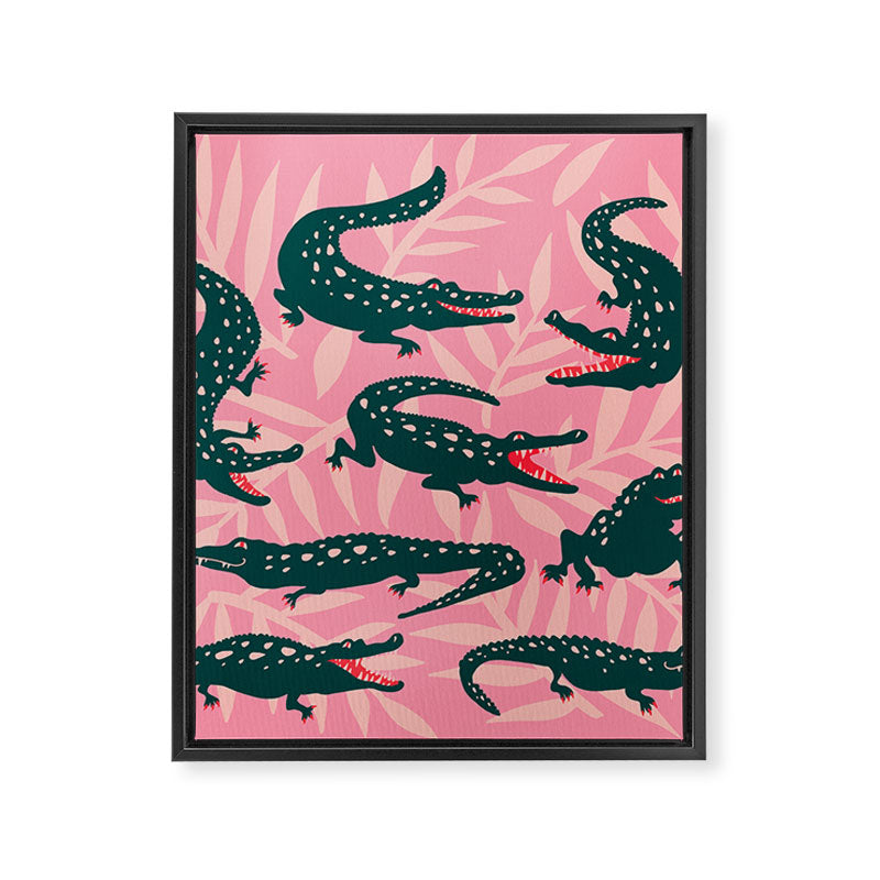 Alligator Collection - Pink & Teal Framed Canvas Print Gallery Image 8