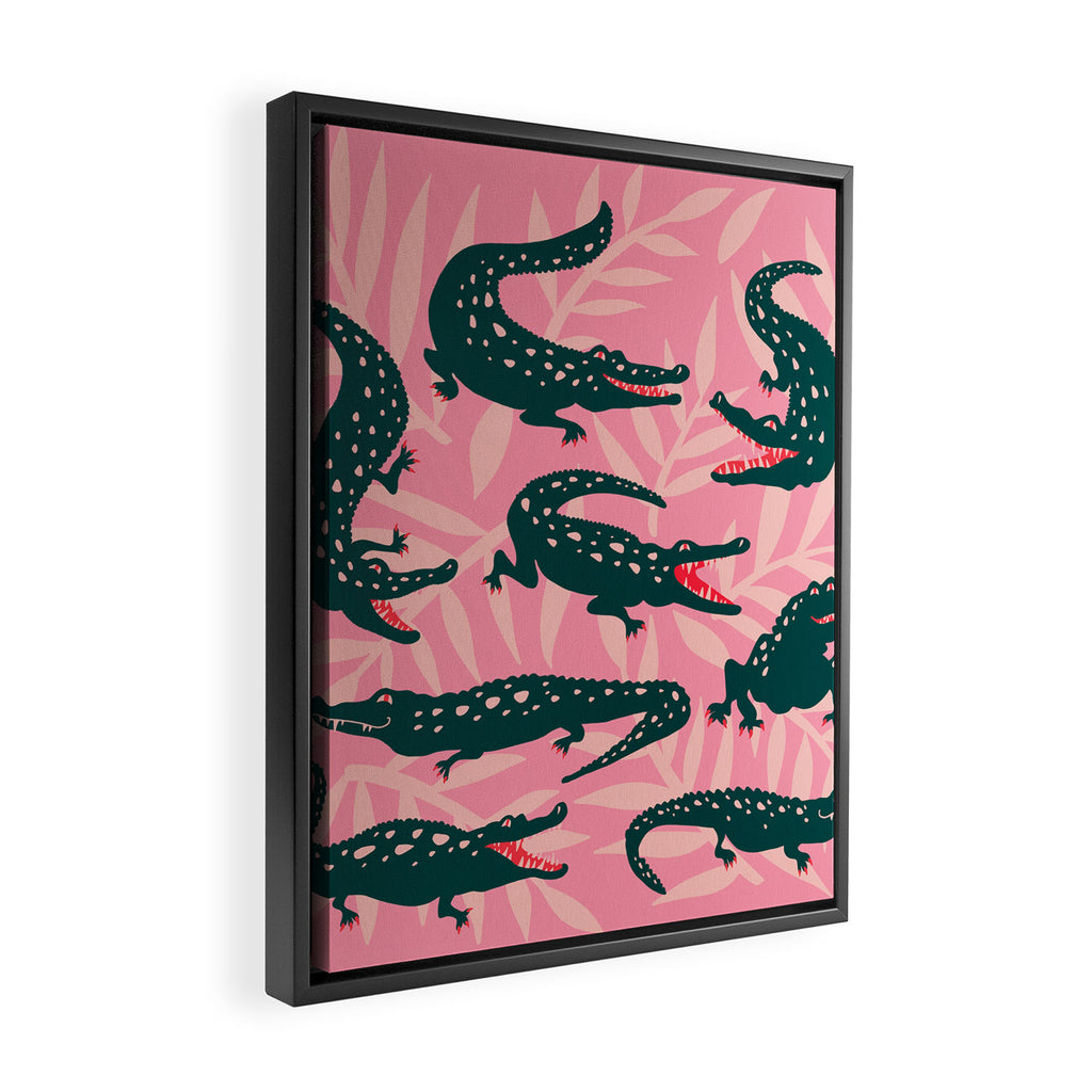Alligator Collection - Pink & Teal Framed Canvas Print Gallery Image 2