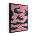Alligator Collection - Pink & Teal Framed Canvas Print Gallery Image 2