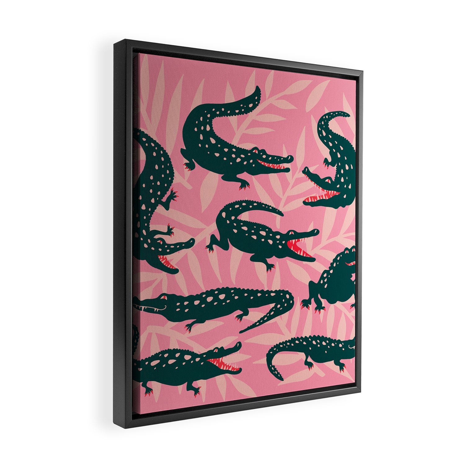 Alligator Collection - Pink & Teal Framed Canvas Print Gallery Image 2