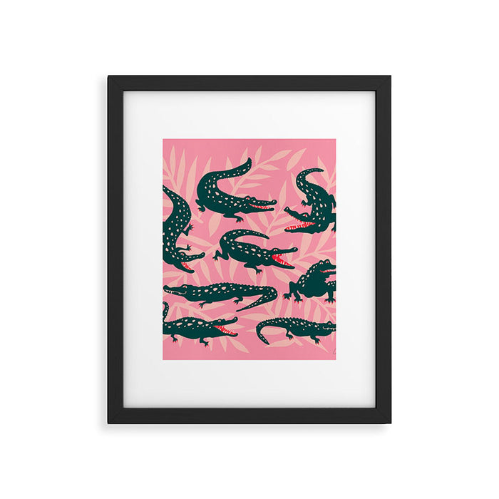 Alligator Collection - Pink & Teal Framed Art Print Gallery Image 1