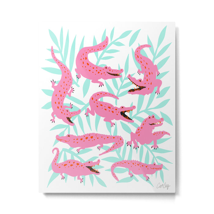 Alligator Collection - Pink & Turquoise Palette Metal Print Gallery Image 1