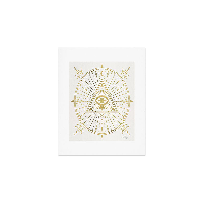 All-Seeing Eye Mandala - Gold Palette Art Print Gallery Image 1