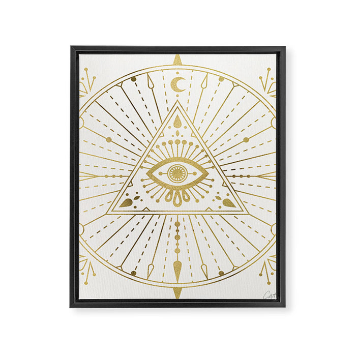 All-Seeing Eye Mandala - Gold Palette Framed Canvas Print Gallery Image 1