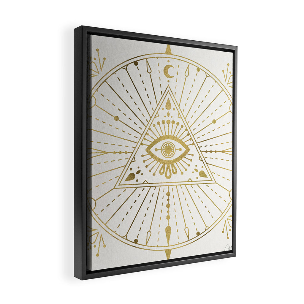 All-Seeing Eye Mandala - Gold Palette Framed Canvas Print Gallery Image 2