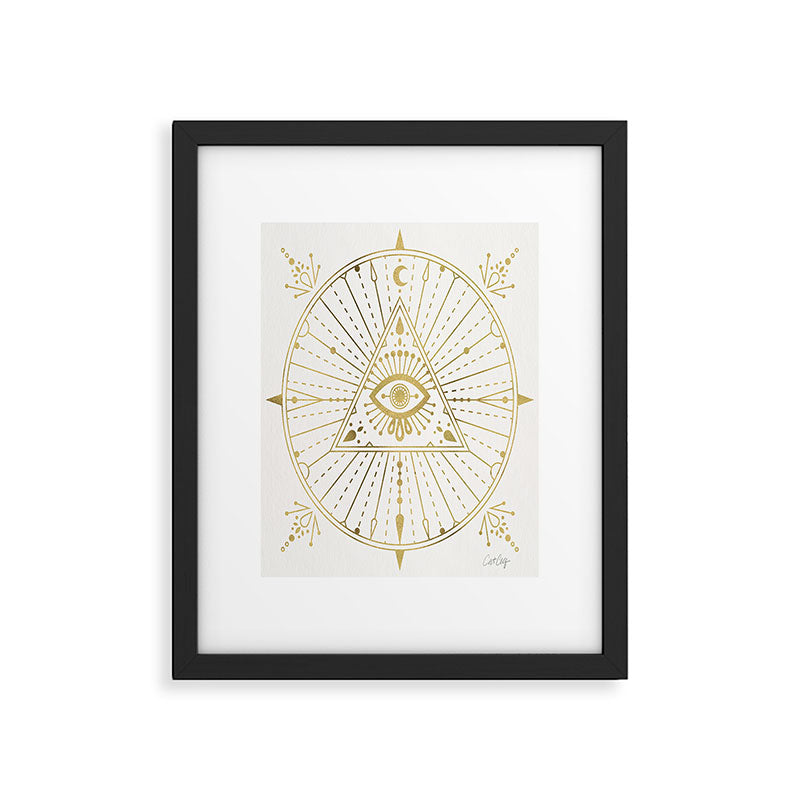 All-Seeing Eye Mandala - Gold Palette Framed Art Print Gallery Image 4