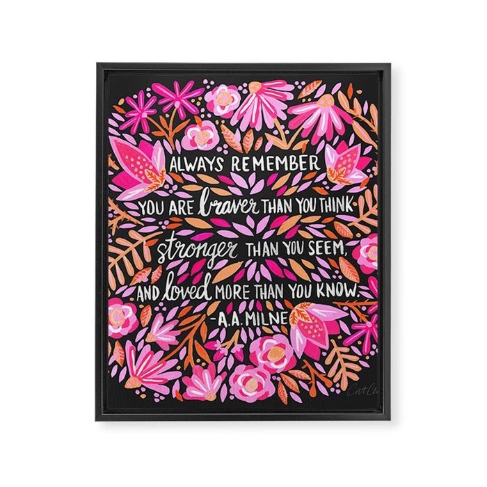 Always Remember - Pink & Charcoal Palette Framed Canvas Print Gallery Image 1