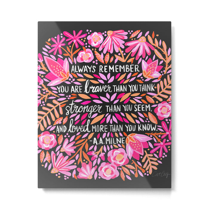 Always Remember - Pink & Charcoal Palette Metal Print Gallery Image 1