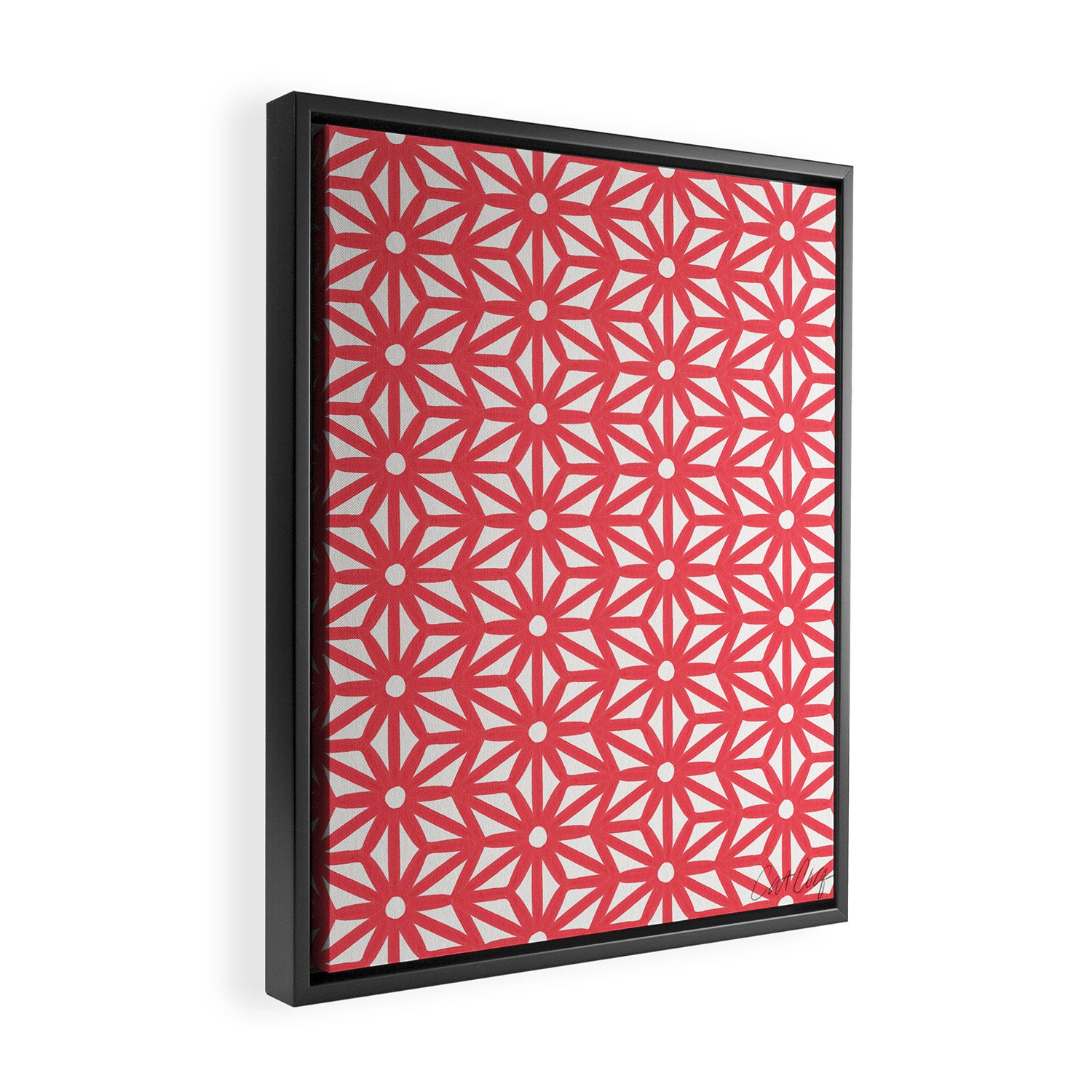 Asanoha Pattern - Coral Framed Canvas Print Gallery Image 2