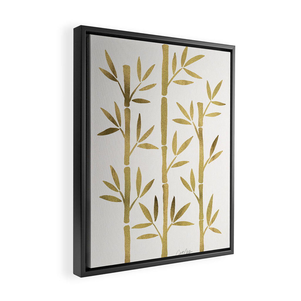 Bamboo Stems - Gold Palette Framed Canvas Print Gallery Image 2