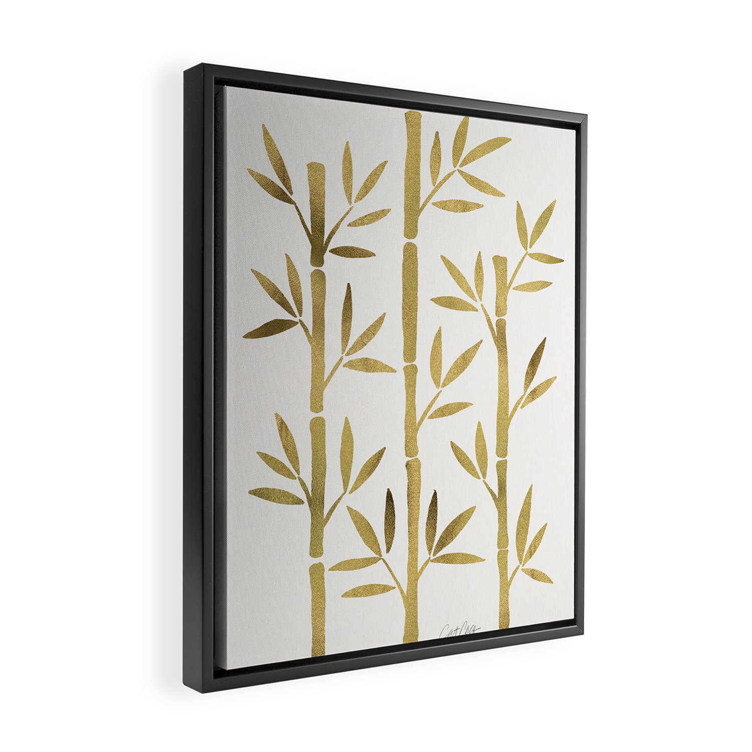 Bamboo Stems - Gold Palette Framed Canvas Print Gallery Image 2