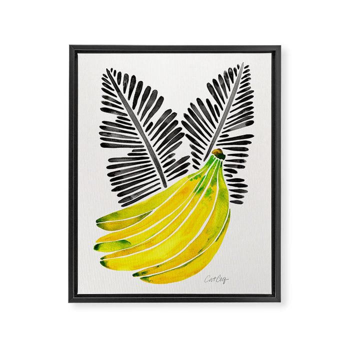 Banana Bunch - Yellow & Black Palette Framed Canvas Print Gallery Image 1