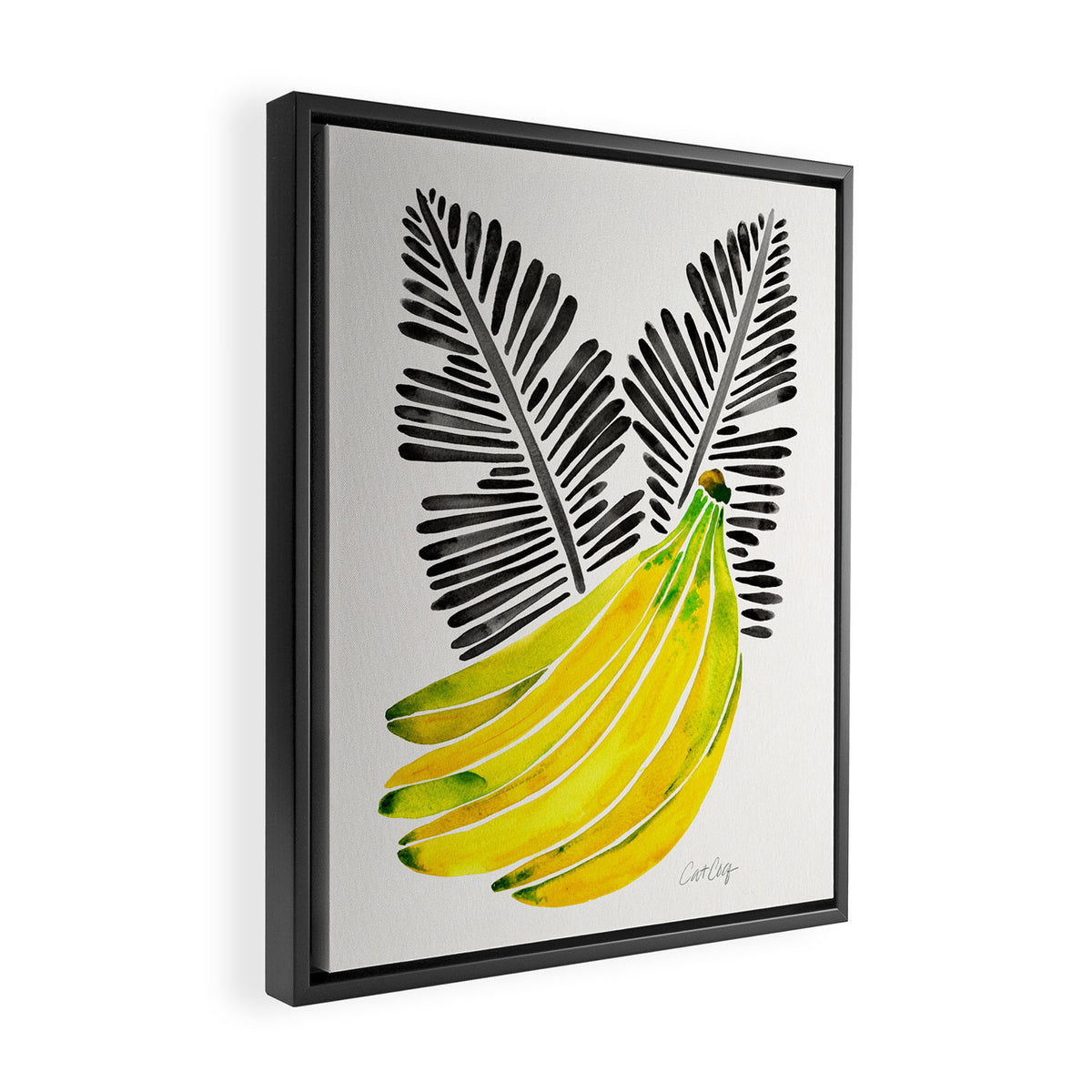 Banana Bunch - Yellow & Black Palette Framed Canvas Print Gallery Image 2