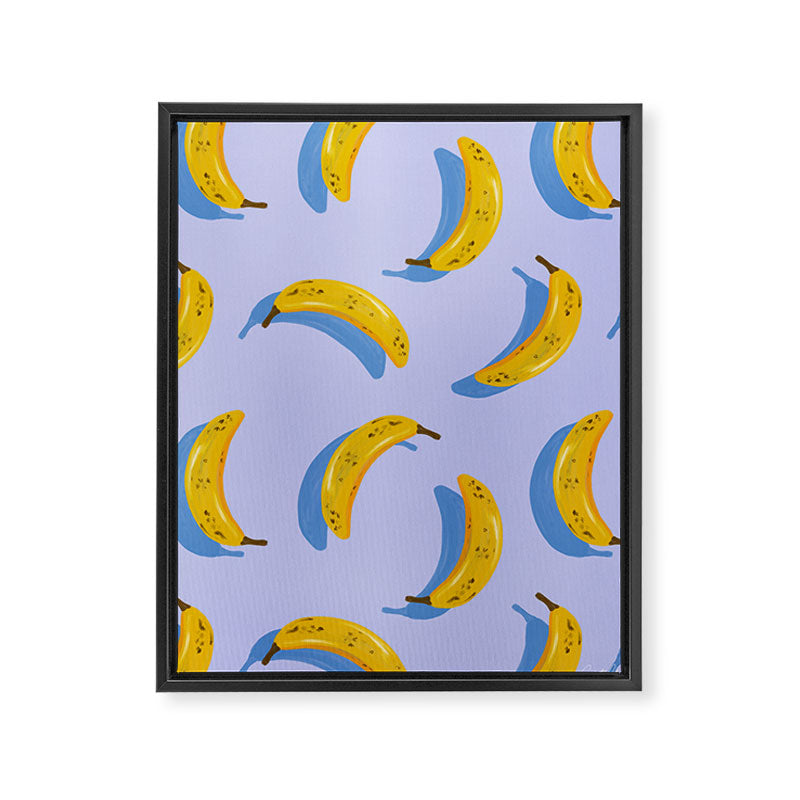 Banana Pattern - Blue Palette Framed Canvas Print Gallery Image 6