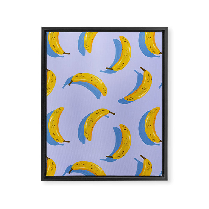 Banana Pattern - Blue Palette Framed Canvas Print Gallery Image 1