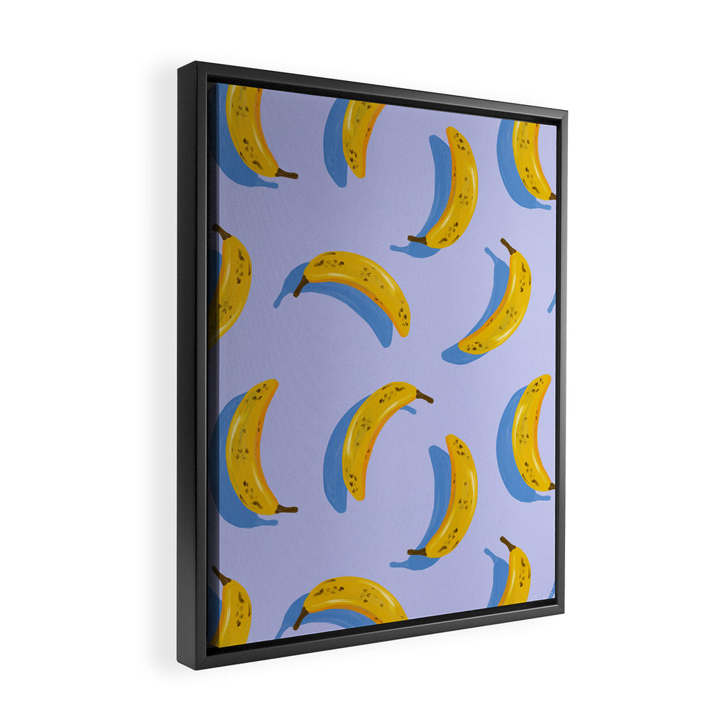 Banana Pattern - Blue Palette Framed Canvas Print Gallery Image 2